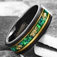 thumbnail image 3 of Tungsten Rings for Men Wedding Bands for Him Womens Wedding Bands for Her 8mm Green Opal with 24K Gold Foil Leaf, 3 of 8