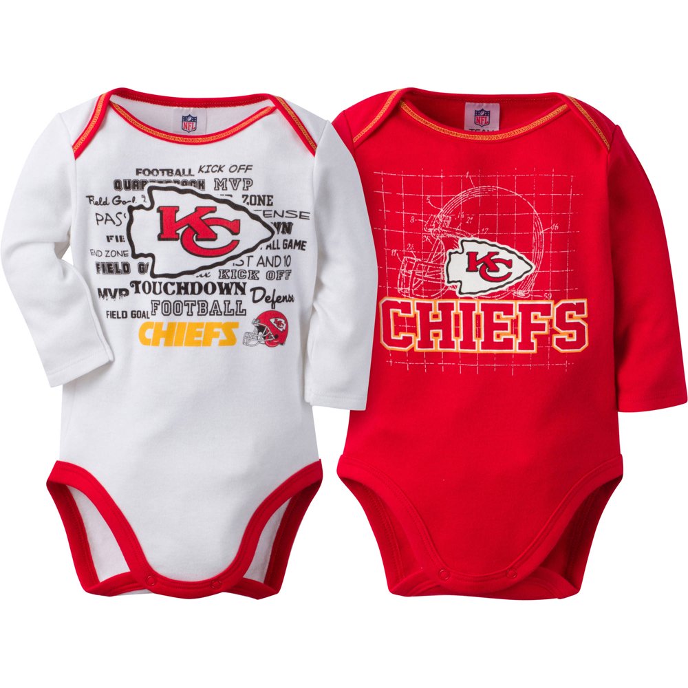 NFL NFL Kansas City Chiefs Baby Boys Long Sleeve Bodysuit Set, 2Pack