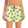 thumbnail image 2 of Yiaed Green Frog Print Women's Running Shorts with Liner 3 Zipper Pockets Elastic Workout Athletic Gym Yoga Shorts-Medium, 2 of 7
