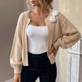 thumbnail image 4 of Cardigan Sweaters for Women Long Sleeve Knitted Sweater Open Front Solid Color Outerwear Coat Tops for Casual Wear, 4 of 7