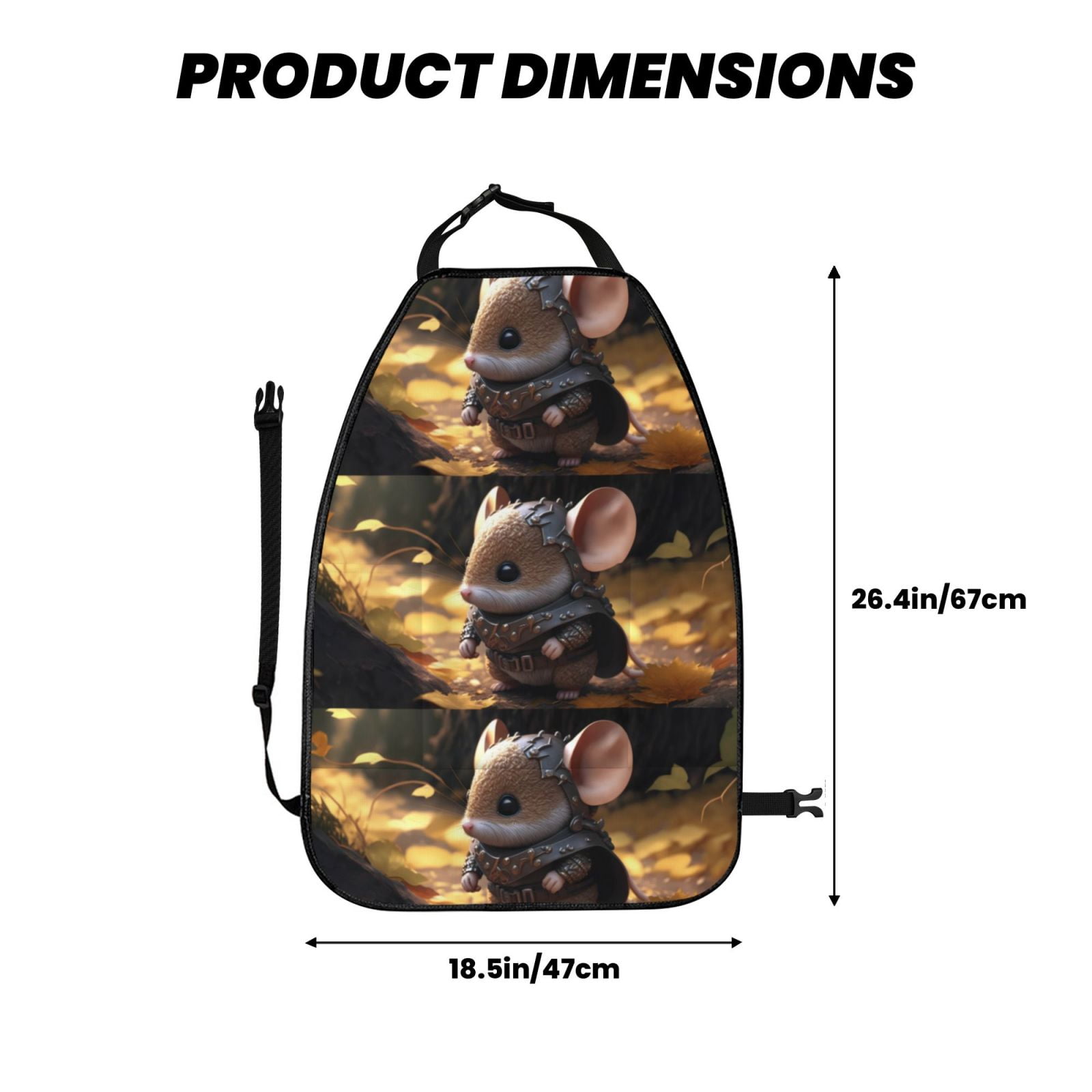 Xecao Cute Big-Eared Mouse Pattern Car Seat Back Protector 2 Pack Large Capacity Pocket, Kick Mats Back Seat Protector