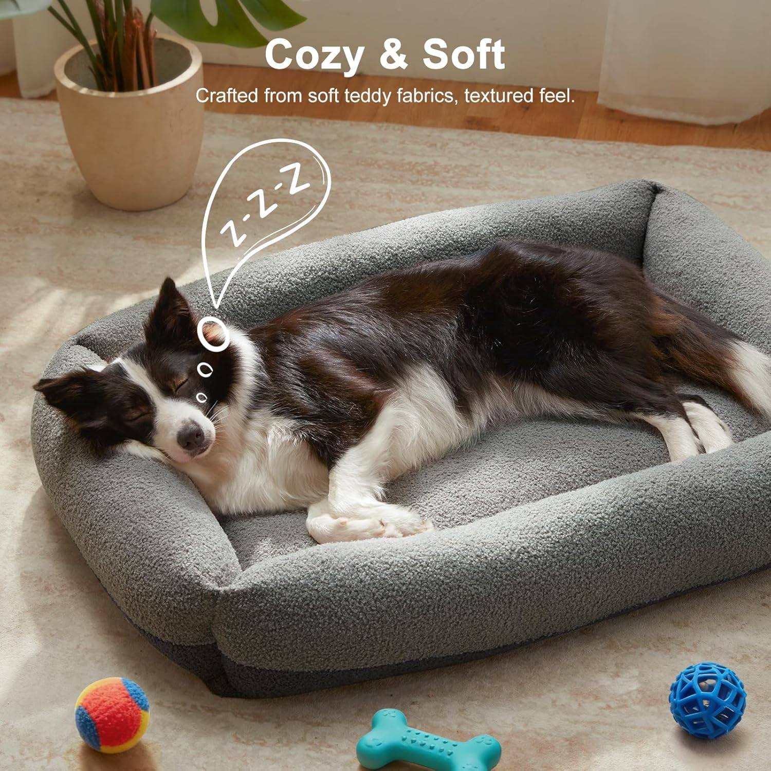 Large Orthopedic Pet Bed, Washable Kennel Mat with Removable Cover, Non-Slip Base Cushion for Medium and Large Dogs