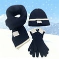 thumbnail image 2 of BRICH Winter Beanie Hat Scarf Gloves Set Long Scarf Neck Warm Knit Hat Warmer Winter Gloves Sets for Men Women Navy One Size, 2 of 5