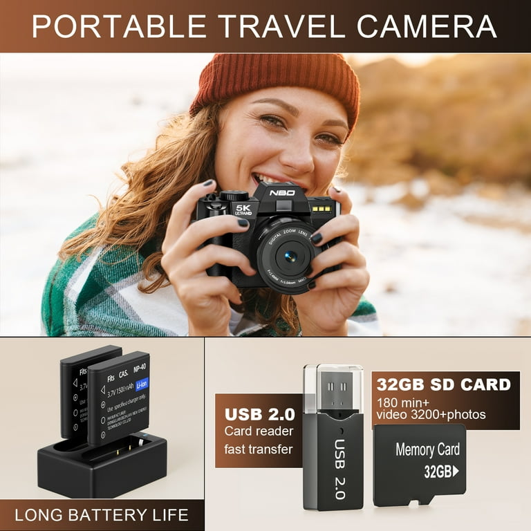 NBD 5K デジタルカメラ 48MP/60FPS 新品 NBD 5K Digital Camera, 48MP Autofocus Vlogging Camera, 180