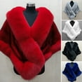 thumbnail image 2 of comerut Thickened Warm Solid Color Fluffy Cape Coat Women Winter Faux Mink Fox Fur Shawl, 2 of 8