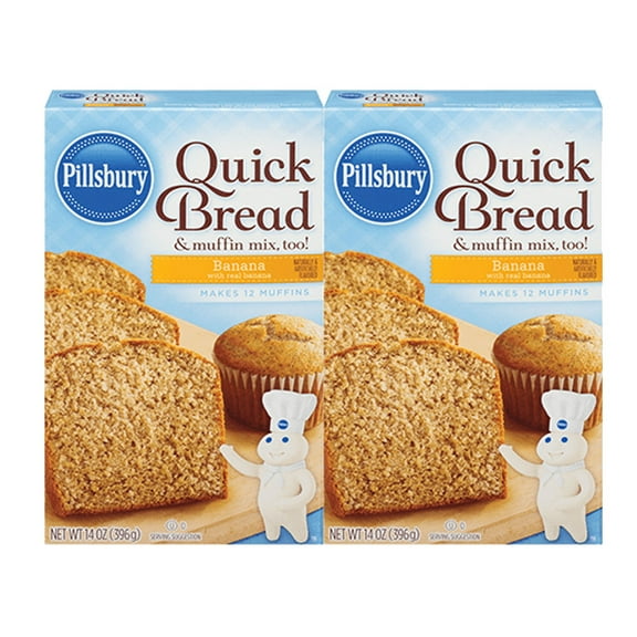 Pillsbury Quick Bread & Muffin Mix, Banana, 14 oz - Palatize Pack of 2