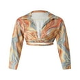 thumbnail image 4 of Hauts Courts d'Été pour Femmes Imprimé Vintage Manches Longues Col à Revers Ceinture Boutonnée Chemise, 4 of 6