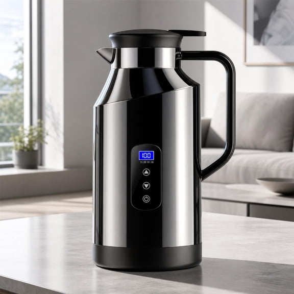 12V/24V Car Electric Kettle 1200ml, Stainless Steel Travel Water Heater with Digital Display, Fast Heating for Coffee Tea