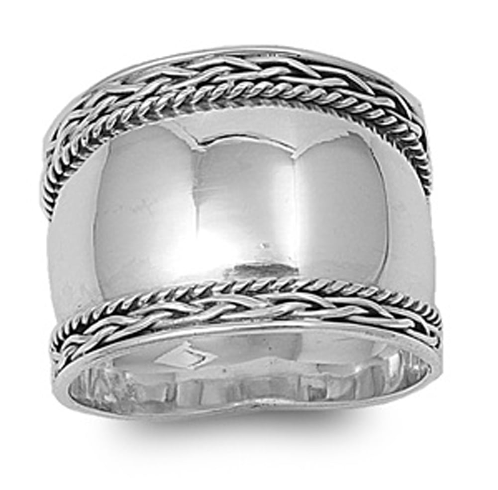 FINE QUALITY BALI DESIGN BAND  .925 Sterling Silver Ring Sizes 6-10 