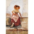 thumbnail image 2 of Frank Duveneck 13x18 Gold Ornate Wood Frame and Double Matted Museum Art Print Titled - Florentine Flower Girl (circa 1886), 2 of 4