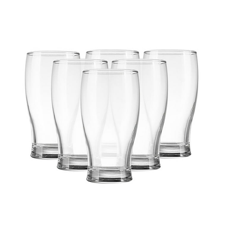 Clear Pilsner Beer Glasses Set of 6, Durable Lead-Free Drinking