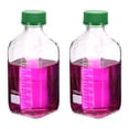 thumbnail image 1 of Uxcell 2 Pcs 1000ml Glass Square Reagent Media Storage Bottles with Green Cap, Clear, 1 of 7