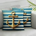 thumbnail image 2 of GOSMITH Nautical Decorative Stripes and Gold Anchor Pattern Pillowcase 2-Pack Short Plush Pillowcase White, 2 of 6