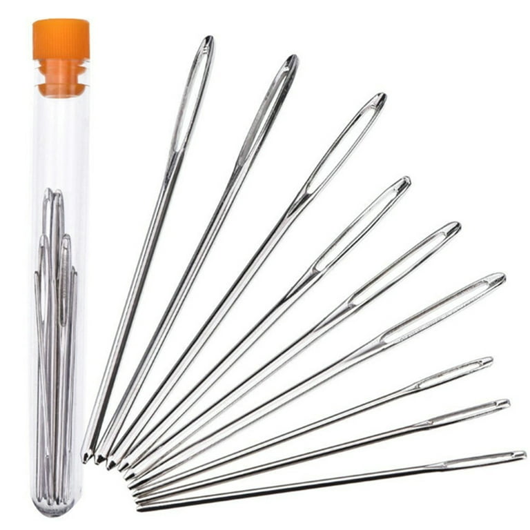 Wollcocer Needle Threader Sewing 20 Pieces Set, Embroidery Cross Stitch Stainless Steel Hook Needle Threader Large Eye Needles Hand DIY Drawstring Flat