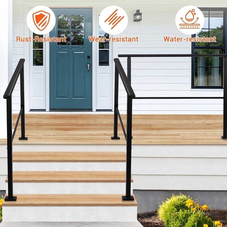 4FT Black Iron Hand Railing – Wall Mount Staircase Handrail, Heavy-Duty Galvanized Steel, Supports 500+ Lbs, Non-Slip & Rust-Resistant