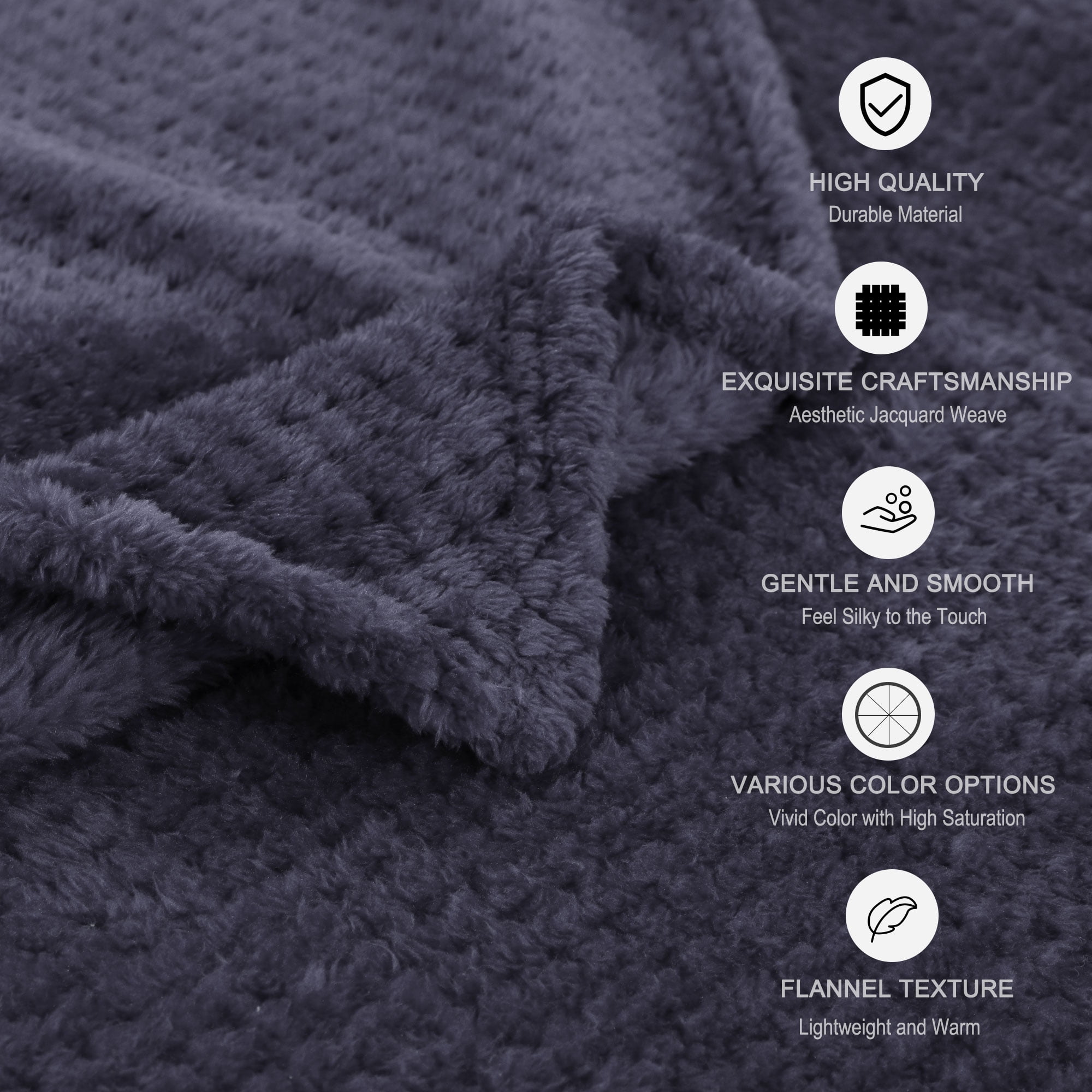 REGALWOVEN Luxury Fleece Bed Blanket Woven Mesh Cyber Grape Purple 78"x90"