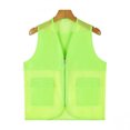 thumbnail image 4 of inlzdz Kids Boys Girls Volunteer Vest Zipper V Neck Sleeveless Tops Mesh Jacket School Camp Fluorescent Green 150, 4 of 5