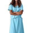 thumbnail image 3 of Summer Skirt Set Women 2 Piece Outfits Short Sleeve Top Elastic Waist Maxi Dress Sets with Pockets Lake Blue XL, 3 of 8