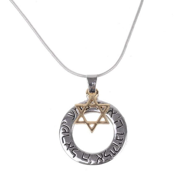 Shema Israel loop with Star of David necklace with long chain by Holy Land Market
