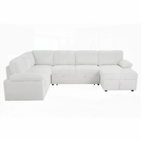 Modular Storage Sectional Sofa Couch for Home, Office & Living Room - Corduroy Upholstered Deep Seat & Free L/U Shape Convertible Sleeper Sofabed