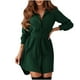 thumbnail image 1 of Vestido de cinturón de manga larga de un solo pecho de color sólido con solapa informal de moda para mujer Fridja  nalpqowj5081, 1 of 9