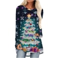 thumbnail image 2 of Ounisa Crewneck Sweatshirts for Women Merry Christmas Lightweight Pullover Christmas Tree Christmas Lights Snowflake Sequin Graphic Tops, 2 of 5