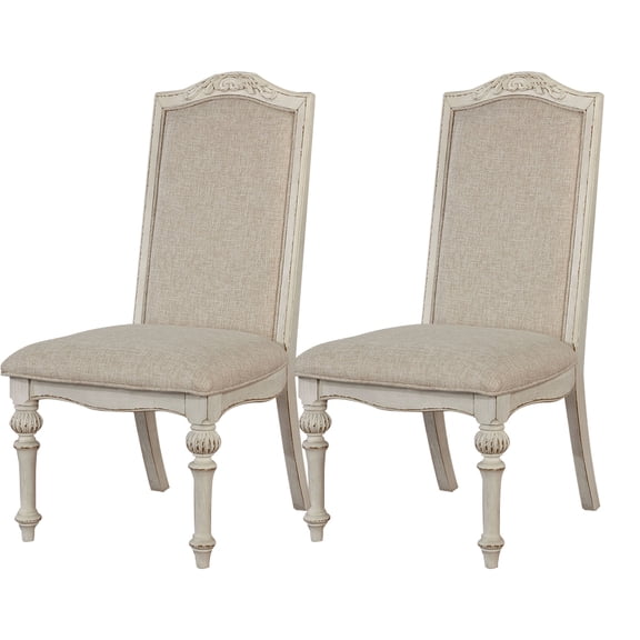 William's Home Furnishing Antique White Arcadia Side Chair