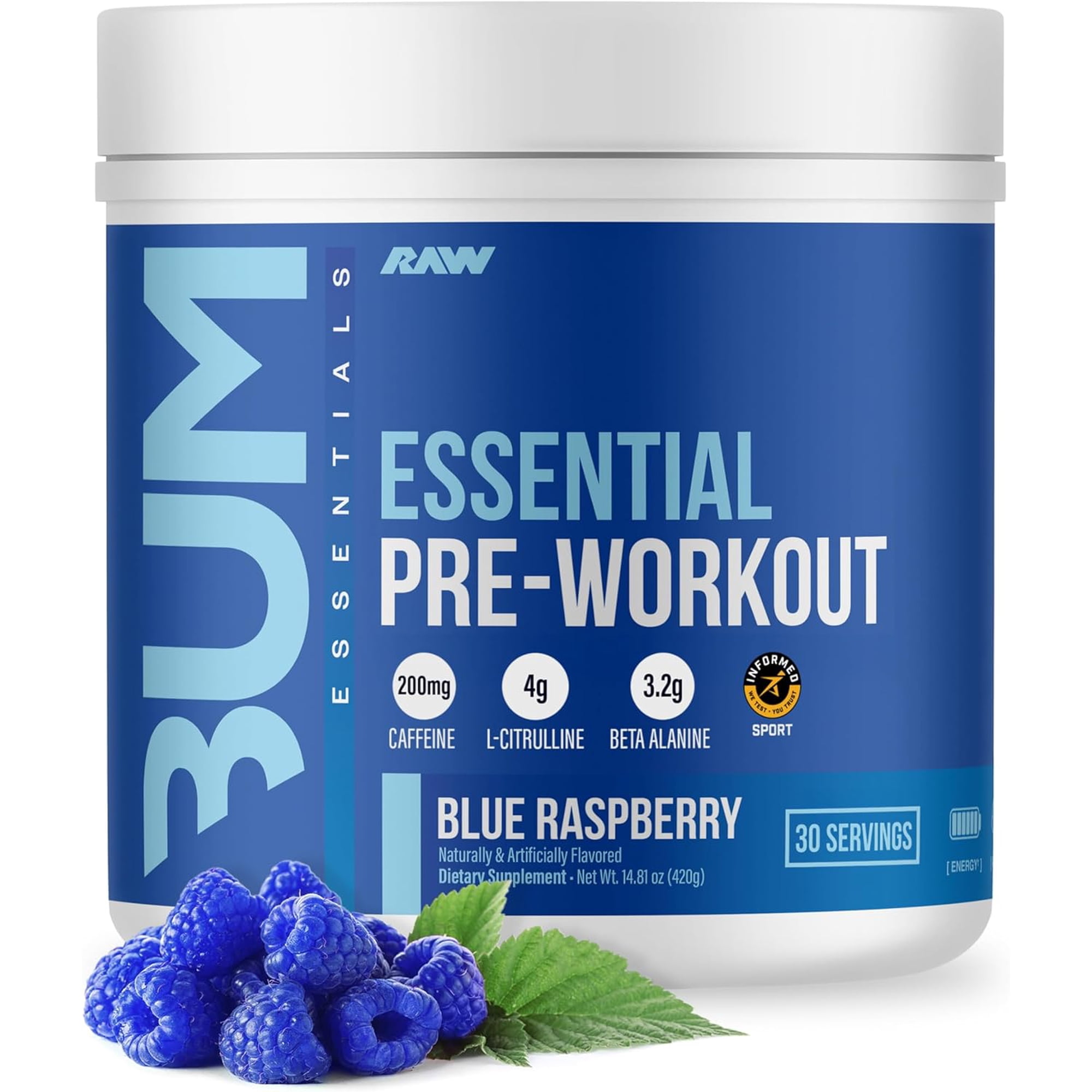 Raw Nutrition Essential Pre Workout - Blue Raspberry