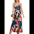 thumbnail image 3 of Vestido de Verano 2025 para Mujer, con Estampado Floral, Lazo Frontal, Tirantes Finos, Informal, Bohemio, para Playa, Suelto, Negro, Talla L, 3 of 6