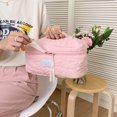 thumbnail image 1 of Bolsa de cosméticos con flores acolchadas, linda bolsa de almacenamiento, gran capacidad, suave para el trabajo (rosa), 1 of 8