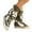 Black, variant on Women's Graffiti Print Canvas Jumper Boots, Stacked Ankle Booties with Folded Cuff, Comfort Casual Grunge Style Boots