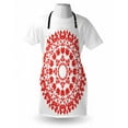 thumbnail image 3 of Red Mandala Apron Hungarian Round Folk Art Pattern Tulips Traditional Kalocsai Old Fashioned, Unisex Kitchen Bib Apron with Adjustable Neck for Cooking Baking Gardening, Red and White, by Ambesonne, 3 of 3