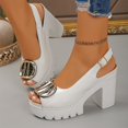 thumbnail image 6 of Womans Sandals Oofos Slides for Women Women's Fashionable Casual Summer Solid Color Fish Mouth Head Style High Heels Sandals White, 6 of 8