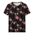 thumbnail image 4 of Perfectbot Tops for Womens Floral Print Crew Neck Summer Vintage Short Sleeve Relaxed Shirts ,S-5XL, 4 of 5