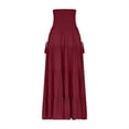 thumbnail image 4 of Boho Women's Long Skirts Summer Elastic High Waisted Casual Full Skirts Dresses with Pockets for Women Beach Fashion Red L, 4 of 9