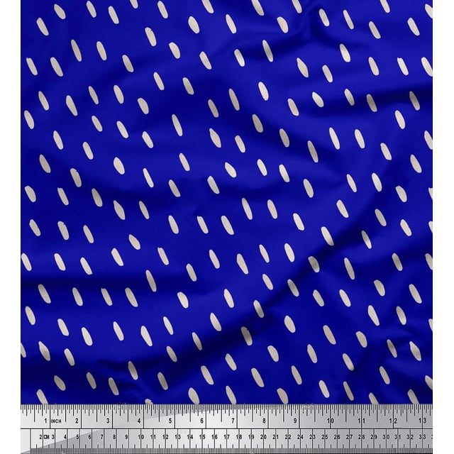 Soimoi Blue Poly Georgette Fabric Brush Stroke Abstract Printed Fabric 1 Yard 52 Inch Wide