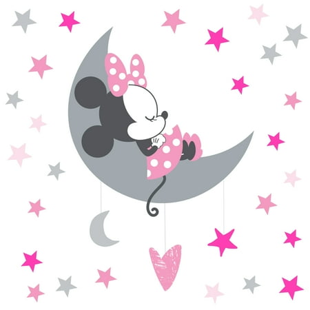 UPC: 0084122820159 | Disney Baby Minnie Mouse Pink/Gray Celestial Wall Decals by Lambs & Ivy