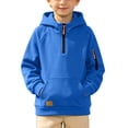 thumbnail image 2 of LOINRODI Boys Half Zip Hooded Sweatshirt, Fleece Lined Raglan Sleeve Zip Arm Pocket Pullover Casual Long Sleeve Fall Street Pullover Hoodie Blue Size 10, 2 of 9