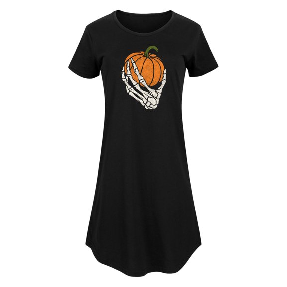 Instant Message - Fall - Skeleton Holding A Pumpkin - Women's Any Way Dress