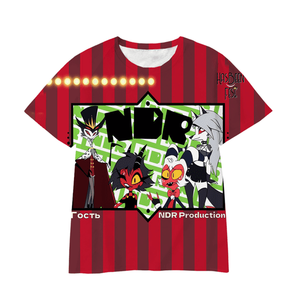 XUANXIAOJIANG Hazbin Hotel Character Collection Merch T-shirt Unisex Cotton Short Sleeved Shirt- Comfortable Casual Wear for Everyday Fashion