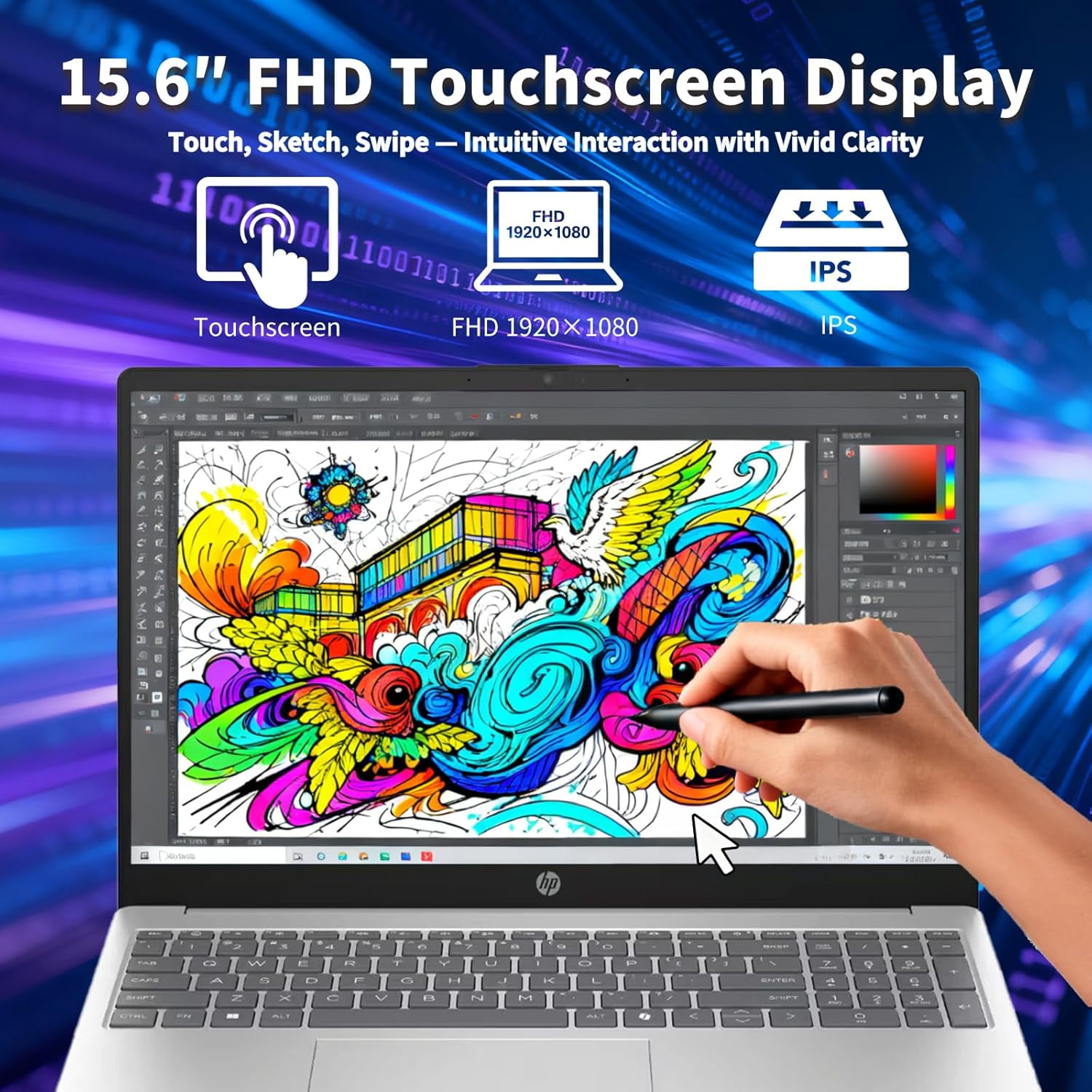 HP Premium 15.6" Touchscreen Laptop Computer for Business & Student- Intel 10-Core i7 1355U, 16GB RAM, 512GB SSD, 15.6" FHD Anti-Glare, Win 11 Pro, Wi-Fi 6, Ai Copilot