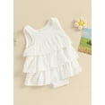 thumbnail image 6 of Baby Girls Rompers Dress Flower Embroidery Sleeveless Ruffles Skirt Hem Infant Bodysuits Summer Clothes, 6 of 10