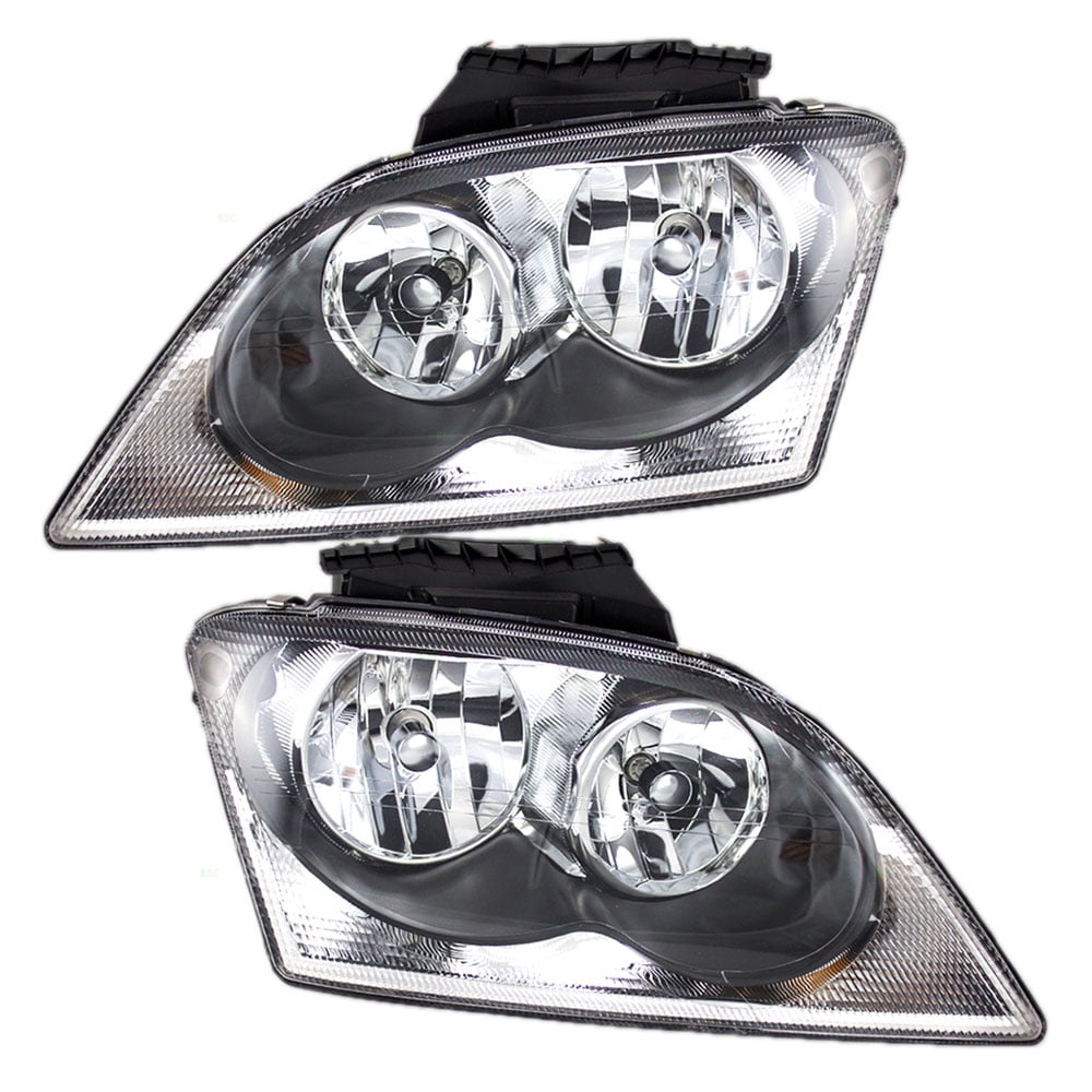 Pair Set Halogen Combination Headlights Headlamps Replacement Fits Pair Set Halogen Combination Headlights Headlamps Replacement Fits 04 06 Chrysler Pacifica 4857851ae 4857850aa