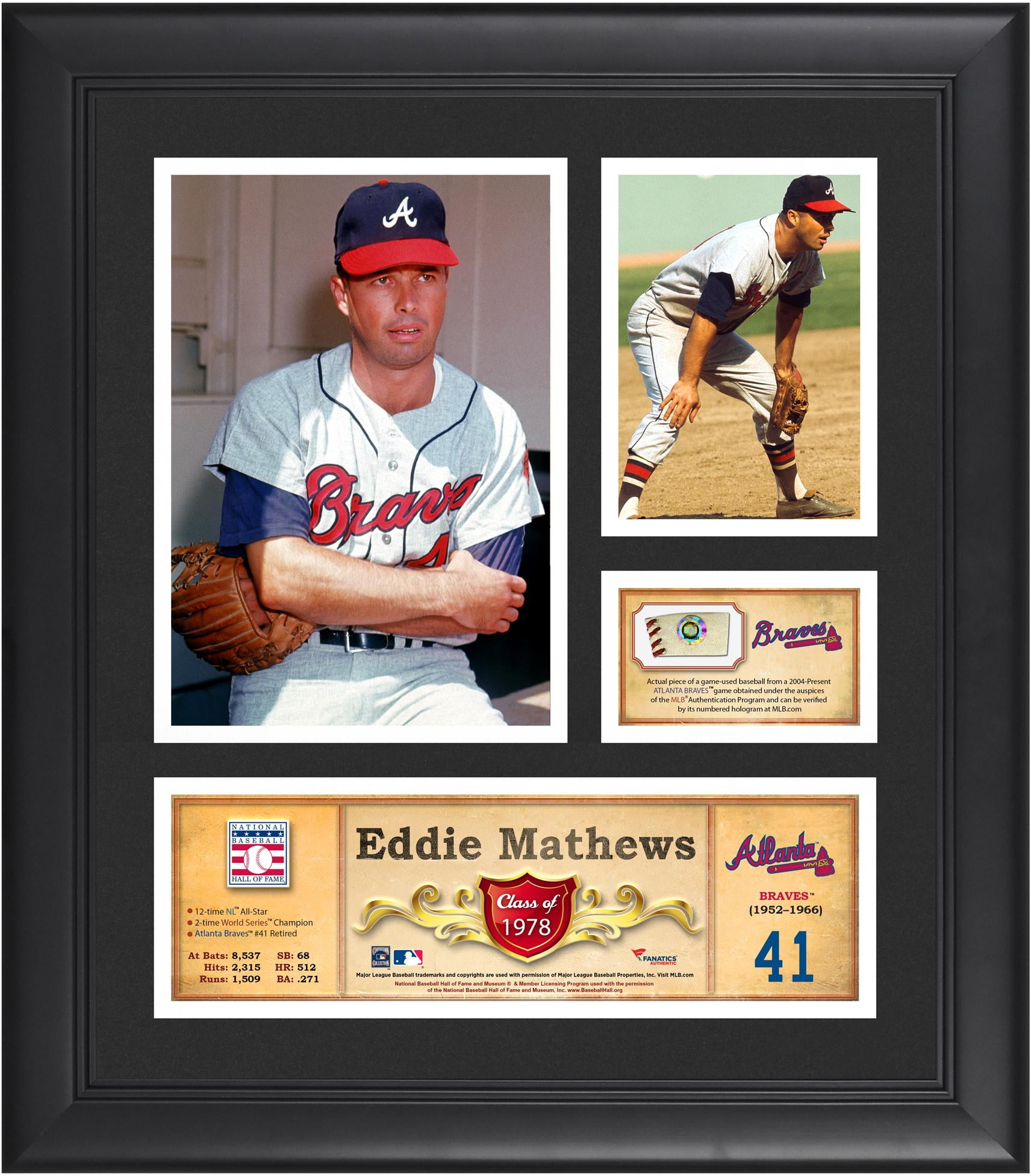 Ed Mathews Atlanta Braves Framed 15 X 17 Hof Collage With Piece Ed Mathews Atlanta Braves Framed 15 X 17 Hof Collage With Piece Of Game Used Ball Fanatics Authentic Certified Com