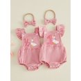 thumbnail image 3 of RUINIXCW Baby Girl First Birthday Outfit Silly Goose Outfit Infant Baby Girls 1/2 Half Birthday Clothes Embroidery Fly Sleeves Romper Bodysuit Playsuit Headband, 3 of 9