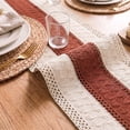 thumbnail image 4 of Sm:)e Boho Macrame Caramel Woven Table Runner 12x36 Inch, Seasonal Holiday Hollow Kitchen Dining Table Decoration for Home Party Decor, 4 of 12