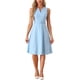 thumbnail image 2 of Vestido de oficina INSPIRE CHIC para mujer, con cinturón, escote en V, sin mangas, color azul claro M, 2 of 5
