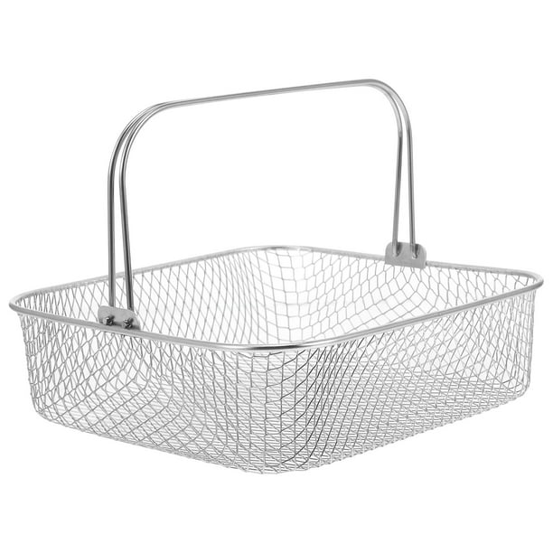 Cesta cuadrada para freidora de aire, cesta metálica para freidora de aire, cesta para hornear con asa