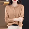 thumbnail image 5 of Ayolanni Soft Knit Cardigan Sweaters for Women Long Sleeve Gold Lightweight Cardigan Loose Crew Neck Button Down Coat XXL, 5 of 5