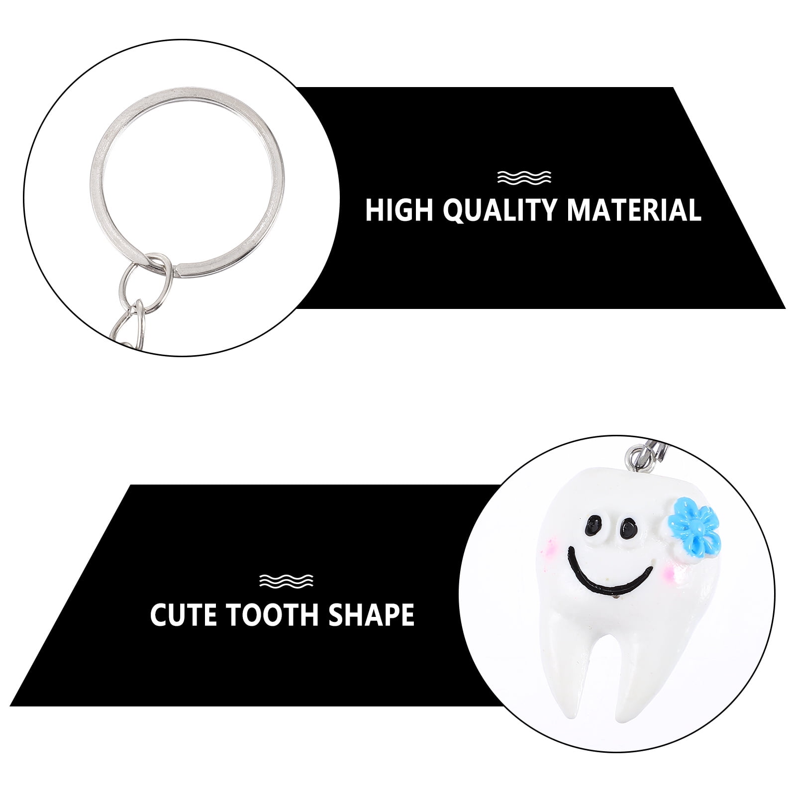 Masteelf 40 pcs Creative Keychain Pendants Tooth Shaped Bag Hanging Pendants Key Rings (Assorted Color)